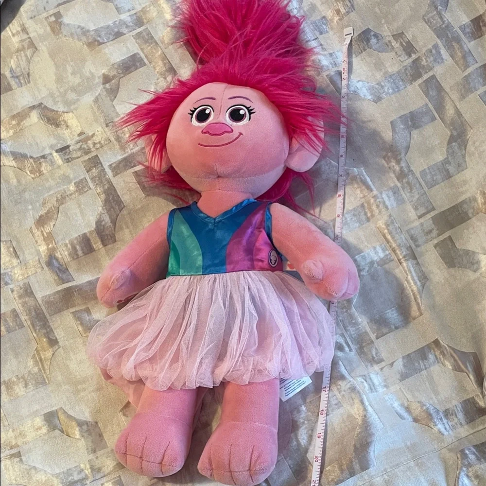 Build-A-Bear Pink Poppy Plush with Blue & Green Dress and Tulle Skirt